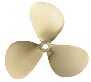 P3B14X10R Propeller type 3-bladed manganese bronze propeller, diameter 14”, pitch 10". Disk area ratio Fa/F = 0.52. For 25 mm shafts with taper 1:10.