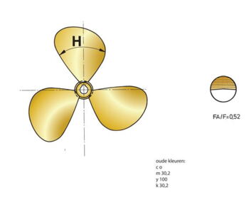 Bronce propeller leveres i 4 varianter med forskellige stigninger
konus størrelser kan vælges for mer pris