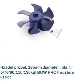 DM80020  6-bladet propel, 185mm diameter., blå, til 65/76/90/110/130kgf BOW PRO thrustere DM80020