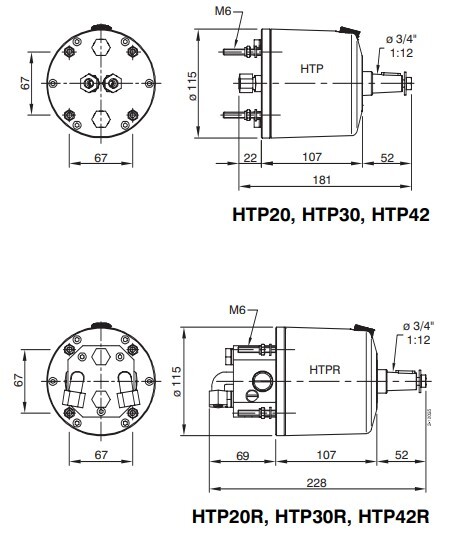 SKU: HTP2010RB  VETUS hydraulisk helmpumpe HTP20, sort, 10 mm rør