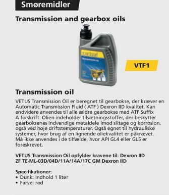 VTF  (ATF) Vetus transmissionsolie 1 L